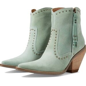 Dingo Womens Classy N' Sassy Snip Toe Leather Ankle Boots, Size 6.5 Denim Blue